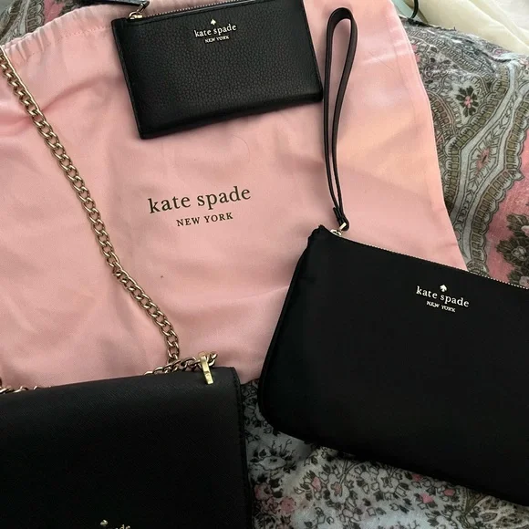 kate spade Gold Chain crossbody black. - Picture 4 of 5